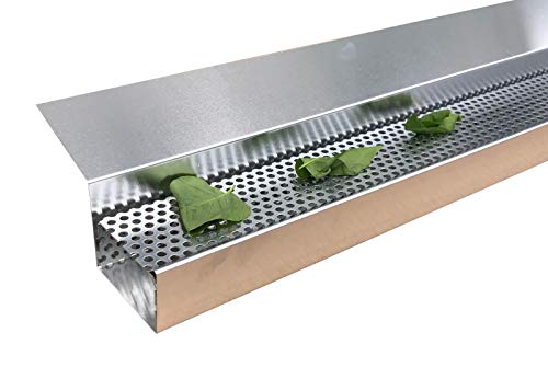 Kastendachrinne Simpel 2 Meter Aluminium Natur incl. Montagematerial und Laubschutz Aluminium von Trobak