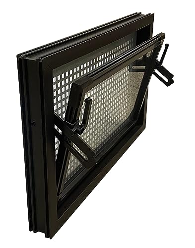 Kellerfenster braun 80 x 60 cm Isolierglas 3.3 mit Schutzgitter, montierter Insektenschutz, 4 Fensterbauschrauben von Trobak