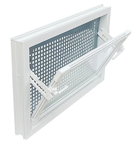 Kellerfenster weiß 800 x 600 mm Isolierglas 3.3 mit Schutzgitter, montierter Insektenschutz, 4 Fensterbauschrauben von Trobak
