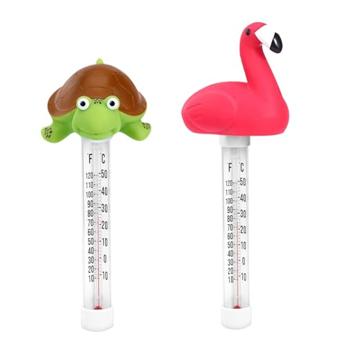 2 Stück Schwimmbad Thermometer,Schwimmender Temperaturmesser,Sensor Mit Großem Display Und Tierdesign Für Whirlpools,Fischteiche Und Aquarien von Trochate