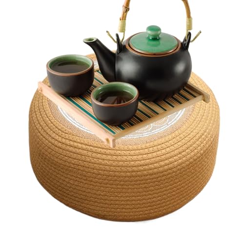 Trochate Outdoor Ottoman Hocker | Runder Geflochtener Gartenhocker - Bodenkissen Für Terrasse Garten Poolbereich Außenbereich Und Wohnbereich von Trochate