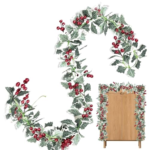 Trochate Outdoor Weihnachtsgirlande,1,8 m Beerengirlande für Weihnachten | Festlicher Schmuck Für Haustür Fenster Treppe Zuhause Kamin Trochate Outdoor Weihnachtsgirlande,1,8 m Beerengirlande für Weihnachten | Festlicher Schmuck Für Haustür Fenster Treppe Zuhause Kamin von Trochate