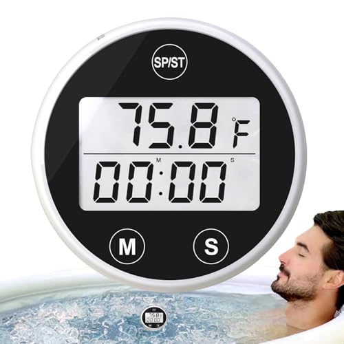 Trochate Temperaturmesser Für Eisbäder | Wasserdichter Schwimmender Wassertemperaturmesser | Wasserdichter Timer mit Alarm Für Gartentonne & Badewanne von Trochate
