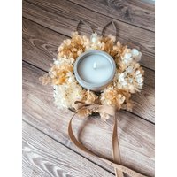 Hortensienkranz | Trockenblumenkranz Klein Kleine Geschenkidee Aus Trockenblumen Mini Tischkranz Tischdeko Metall Tablett von Trockenbar