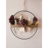 Metallring Mit Trockenblumen | Blumenring Herbst Blumenkranz Wanddeko Metall Geburtstagsgeschenk von Trockenbar
