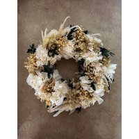 Trockenblumenkranz „Nature" Aus Hortensien | Boho Türkranz Tischkranz Handmade Geschenk Deko Mit Trockenblumen von Trockenbar