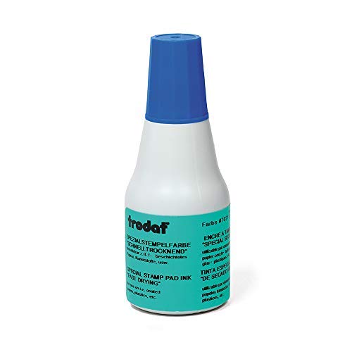 Trodat Stempelfarbe blau für Handstempelkissen, 25 ml Inhalt in Flasche, Dokumentenecht, zum Nachfüllen, Schnelltrocknend von Trodat