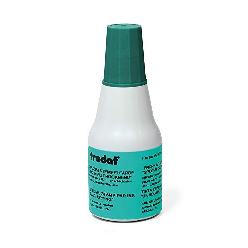Trodat Stempelfarbe grün für Handstempelkissen, 25 ml Inhalt in Flasche, Dokumentenecht, zum Nachfüllen, Schnelltrocknend von Trodat