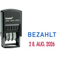 trodat Datumstempel mit Text "Bezahlt" selbstfärbend - blau rot von Trodat