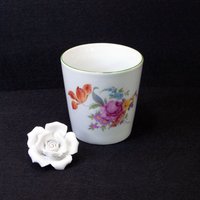 Vintage Porzellan Übertopf Vase Becher Mit Rosen Blumen Muster, Trödel Dings Da, Art. 5 von TroedelDingsda
