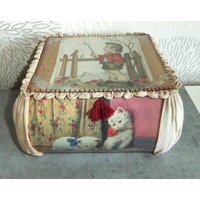 Alte Aufklappbare Schatulle Aus Illustrierten Postkarten, Handgefertigt, 1950Er Jahre Alte Aufklappbare Schatulle Aus Illustrierten Postkarten, Handgefertigt, 1950Er Jahre von TroedelMarie