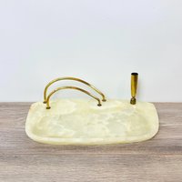 Art Deco Marmor Briefablage Stifthalter Vintage von Troedelherz
