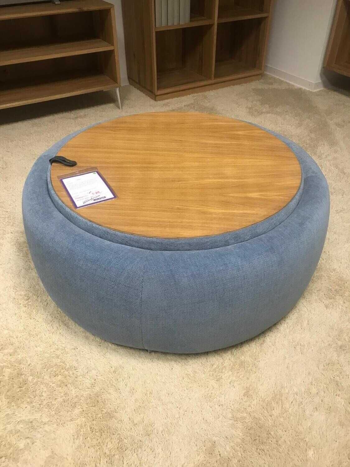 Hocker Circle Stoff 490 Yeti Triton mit Wendbarer Platte D13 Eiche Natur Geölt von Troels