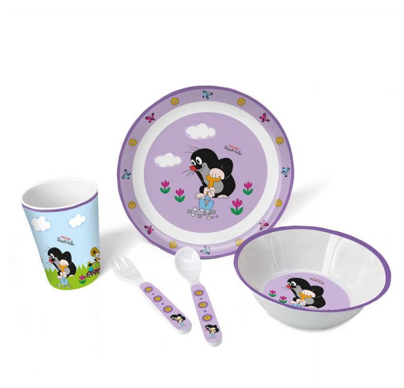 Trötsch Verlag Kindergeschirr-Set Trötsch Der kleine Maulwurf Kindergeschirr Set Lila 5 teilig von Trötsch Verlag