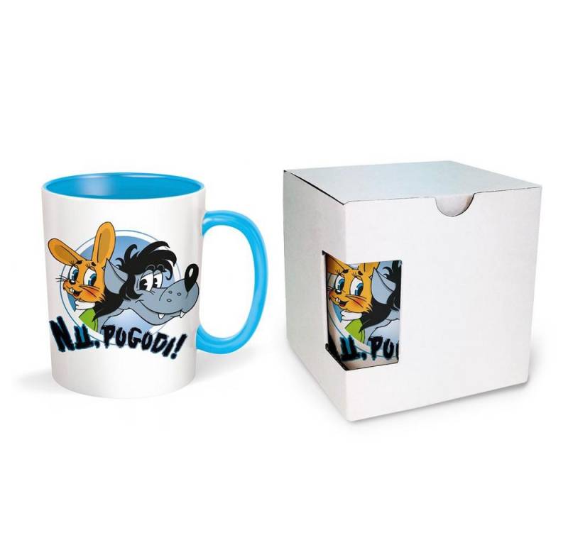 Trötsch Verlag Tasse Trötsch Tasse Hase & Wolf Nu pogodi Nu pagadi Keramiktasse weiß/blau von Trötsch Verlag