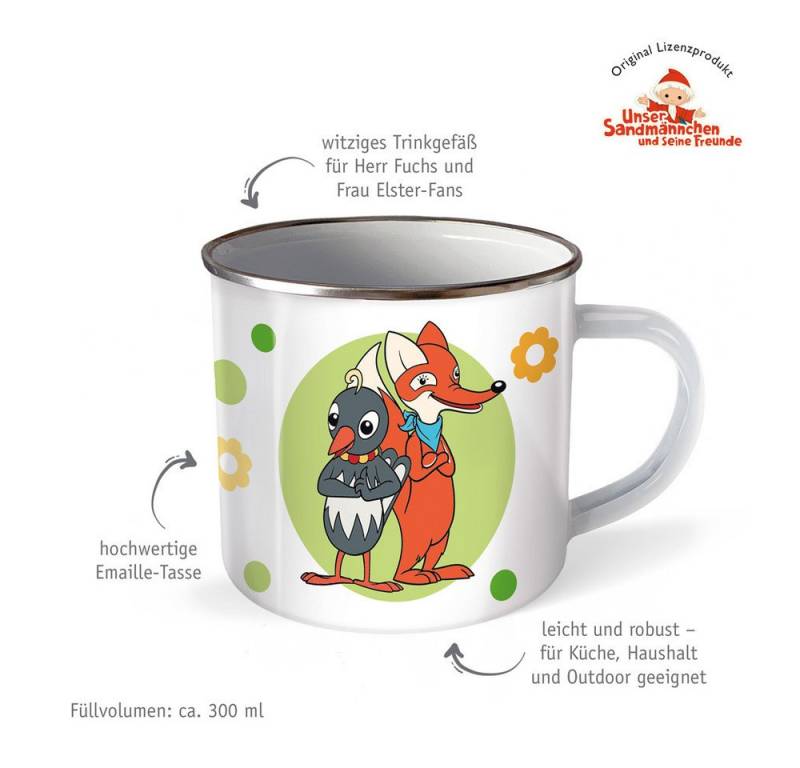 Trötsch Verlag Tasse Trötsch Unser Sandmännchen Emaille Becher Tasse Fuchs und Elster von Trötsch Verlag