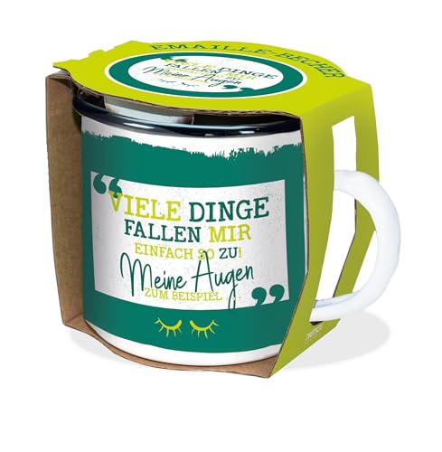 Emaille-Becher "Viele Dinge" 300ml: in Geschenkverpackung! Bruchsicher, auch für Camping und Picknick (Geschirr): Kaffeetasse Teetasse Geschenkidee Geschenk Tasse Emaillebecher von TROTSCH