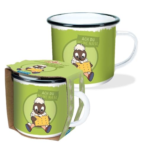 Trötsch Unser Sandmännchen Emaille-Becher Ach du meine Nase: Emaille-Becher Pitti, White von TROTSCH
