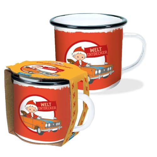Trötsch Unser Sandmännchen Emaille-Becher Weltentdecker: Emaille-Becher Sandmann, 1 Stück (1er Pack), White von TROTSCH