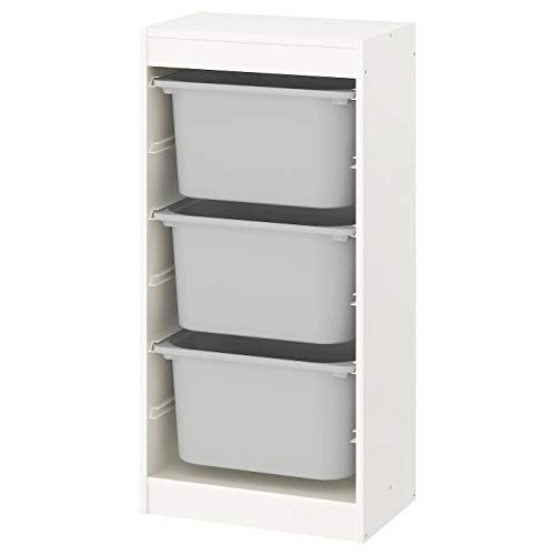 Trofast IKEA Regal, Aufbewahrung mit Boxen 46x30x94 cm Regal weiß / 3 Boxen grau von Trofast