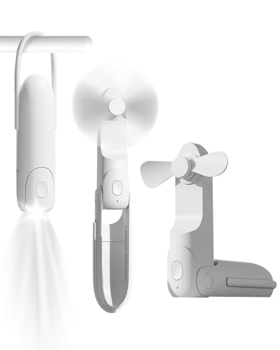Mini Handventilator, 3-in-1 Handventilator Wiederaufladbarer USB, mit 3 Windgeschwindigkeit & Taschenlampe, Powerbank, 12 Stunden, Tragbarer Ventilator für Reisen, Büro(Weiß) von Trongle