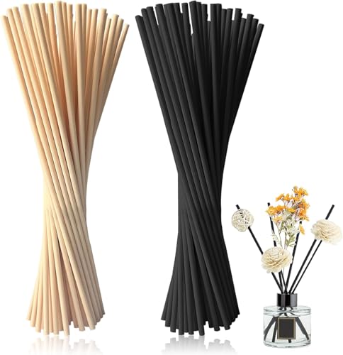 Trongle Rattanstäbchen für Raumduft, Doppelfarben-Set 100x Rattanstäbchen Raumduft 20cm, Diffuser Reed Sticks für ätherische Öle im Home Spa Office (3mm Durchmesser) von Trongle