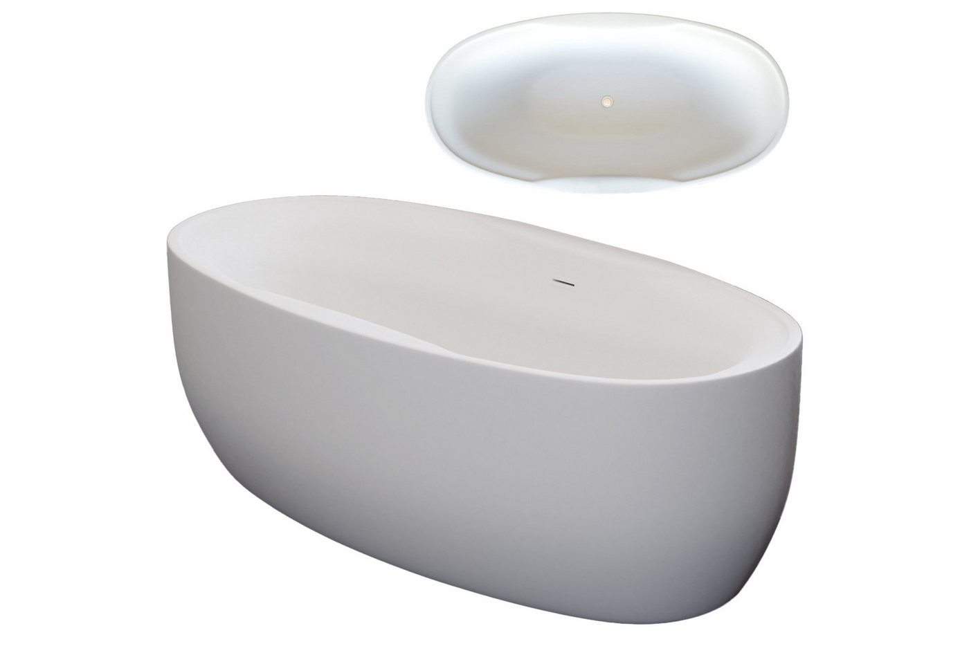 TroniTechnik Badewanne Freistehende Badewanne DOKOS, 180 x 100 x 60cm (L x B x H), (vormontiert, aus hochwertigem Sanitäracryl, Wärmespeichernd, 1-tlg), aus glasfaserversärktem Acryl, Überlauf-Ablauf, Push-to-open Abfluss von TroniTechnik