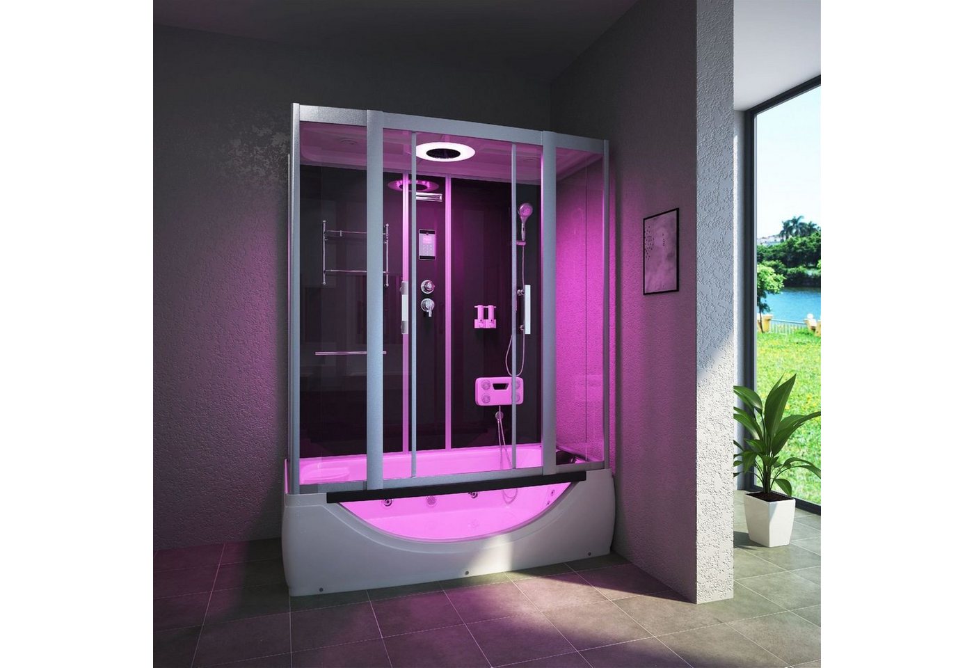 TroniTechnik Eckdusche LIMNOS Dampfdusche 170 x 90cm Acrylbadewanne, Rundum- Sicherheitsglas, BxT: 90x170 cm, Sicherheitsglas, integriertes Radio, Massagefunktion, ESG, Glasfaserverstärktes Sanitäracryl, Whirlpool, Farblichttherapie TroniTechnik Eckdusche LIMNOS Dampfdusche 170 x 90cm Acrylbadewanne, Rundum- Sicherheitsglas, BxT: 90x170 cm, Sicherheitsglas, integriertes Radio, Massagefunktion, ESG, Glasfaserverstärktes Sanitäracryl, Whirlpool, Farblichttherapie von TroniTechnik