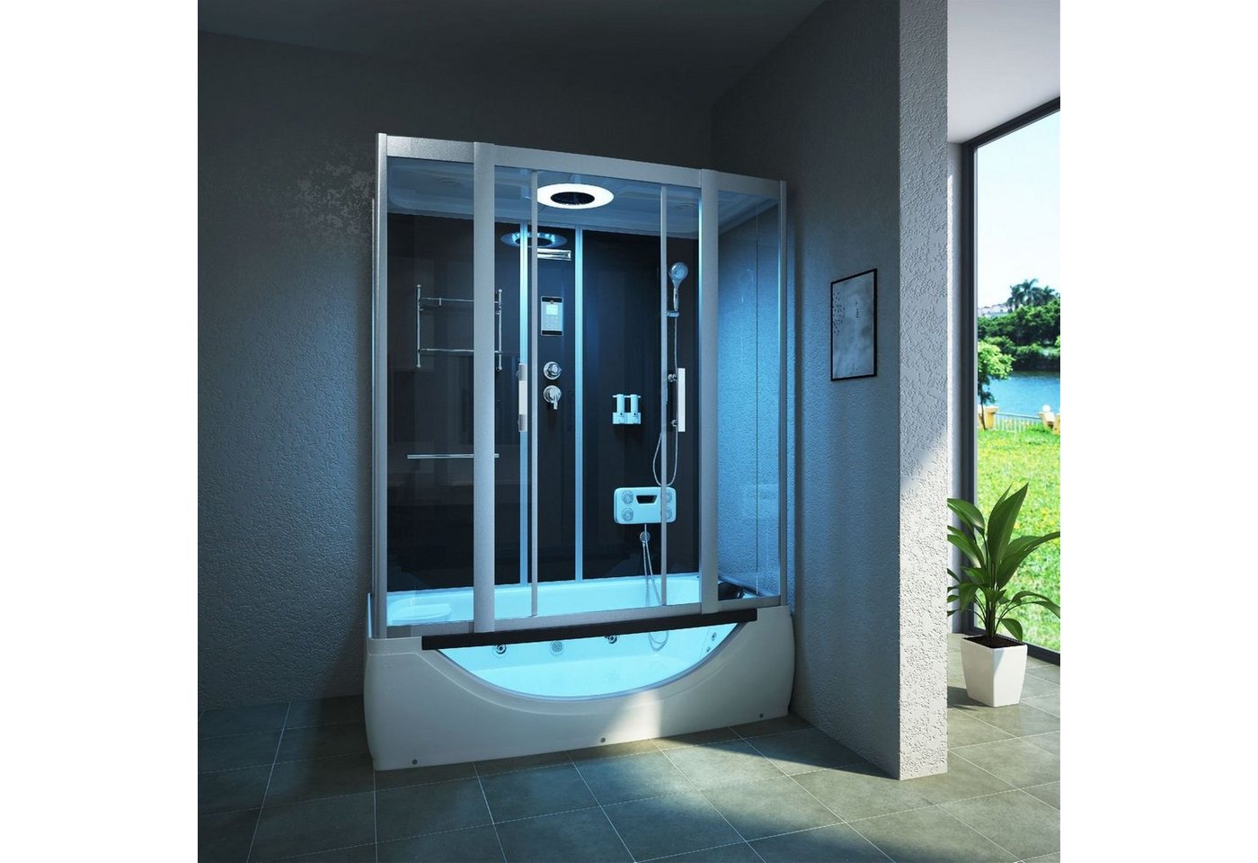TroniTechnik Eckdusche LIMNOS Komplettdusche 170 x 90cm Acrylbadewanne,Rundum-Sicherheitsglas, BxT: 90x170 cm, Sicherheitsglas, integriertes Radio, Massagefunktion, ESG, Glasfaserverstärktes Sanitäracryl, Whirlpool, Farblichttherapie TroniTechnik Eckdusche LIMNOS Komplettdusche 170 x 90cm Acrylbadewanne,Rundum-Sicherheitsglas, BxT: 90x170 cm, Sicherheitsglas, integriertes Radio, Massagefunktion, ESG, Glasfaserverstärktes Sanitäracryl, Whirlpool, Farblichttherapie von TroniTechnik