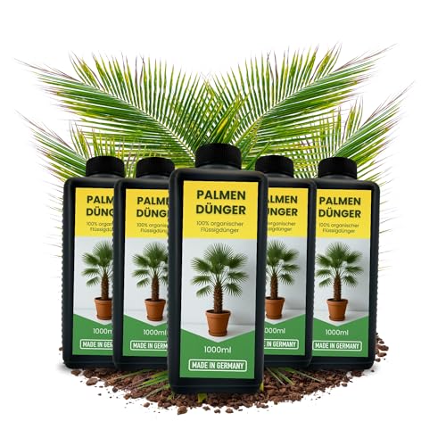 5x 1L Natürlicher Hanfpalmendünger 5L Hanfpalme Dünger Palmendünger 5 Liter Flüssigdünger für drinen und draußen Außen Pflanzendünger Pflanzenstärkungsmittel Blatt- & Wurzeldünger organisch 5000ml von TronicXL