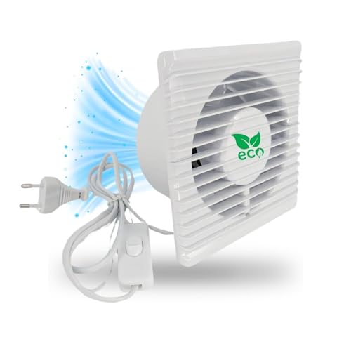 TronicXL 100mm Bad-Lüfter Ventilator Wand Einbau Badlüfter Wandlüfter Wandventilator WC Badezimmer/Küche Dunstabzugshaube Abluftventilator mit Ein Aus Schalter am Kabel Einbauventilator von TronicXL