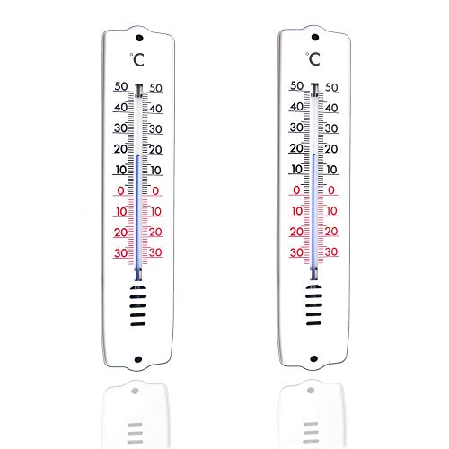 TronicXL 2 Stück Wandthermometer Innen Außen Thermometer -30 bis +50°C - Garten Gartenthermometer Haus Wand I Innenbereich I Außenbereich Aussenbereich Aussen I Zimmerthermometer Raumthermometer von TronicXL