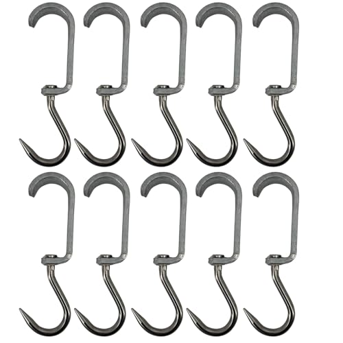 TronicXL 20 Stück Euro-Haken Din 5047 35x12 mm Rohrbahnhaken Rohrhaken Fleischerhaken Rohrbahn System Fleischerei Metzgerei Gleithaken Normhaken mit Gleitbügel von TronicXL