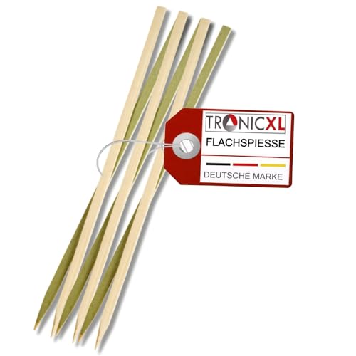 TronicXL 200x Flache Bambusspieß Flachspiesse 25cm Holzspieße Schaschlikspieße Holz Bambus Fleischspieß BBQ von TronicXL