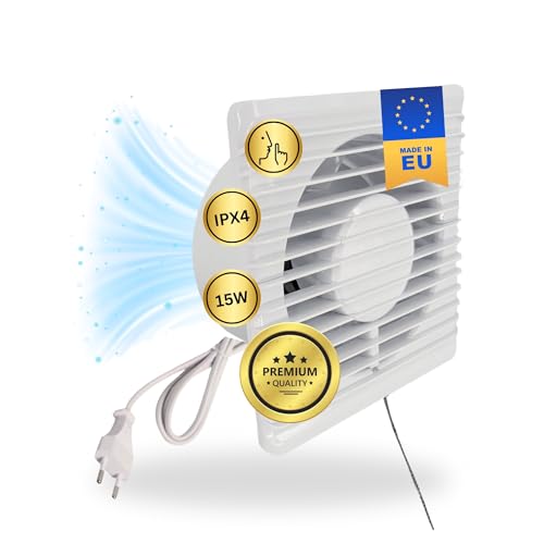 TronicXL 230V Badlüfter mit Kabel Schalter und Stecker IPX4 125mm Abluft/Zuluft Lüfter Ventilator mit Netzstecker für WC Toilette Keller Küche Einbau Einbaulüfter Abluftventilator TronicXL 230V Badlüfter mit Kabel Schalter und Stecker IPX4 125mm Abluft/Zuluft Lüfter Ventilator mit Netzstecker für WC Toilette Keller Küche Einbau Einbaulüfter Abluftventilator von TronicXL