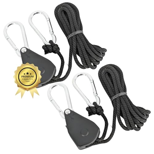 TronicXL 2X Premium Grow Aufhängung für Growbox Komplettset Lampe/Aktivkohlefilter Seil Ratsche für Sanlight EVO Mars Hydro Viparspectra Pflanzenlampe aufhängen von TronicXL