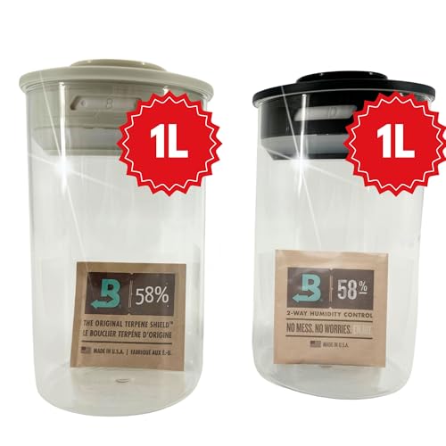 TronicXL 2x 1 Liter XXL Vakuum Kräuter Borosilikat Glas Aufbewahrung Vorratsglas Ernte 1000ml luftdicht Glasbehälter mit Deckel kompatibel mit Boveda Pack 58% Grow Ernte Vorratsgläser 2 Liter von TronicXL