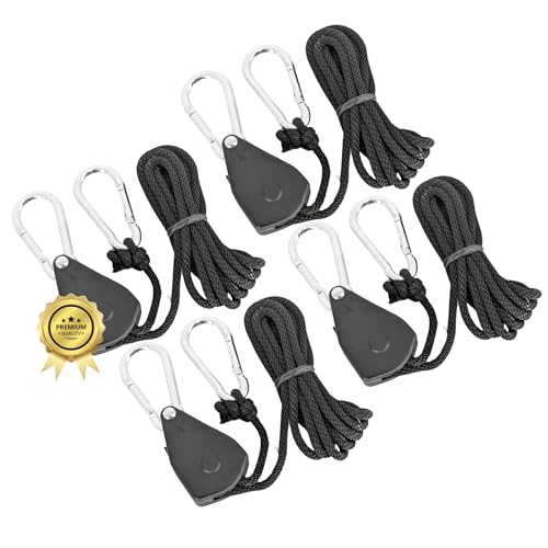 TronicXL 4X Premium Grow Aufhängung für Growbox Komplettset Lampe/Aktivkohlefilter Seil Ratsche für Sanlight EVO Mars Hydro Viparspectra Pflanzenlampe aufhängen von TronicXL