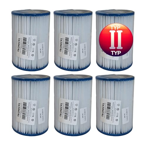 TronicXL 6 Stück Filter kompatibel mit Bestway TYP II Filterkartuschen für Flowclear 58383 58386 58094 58117 58386GS Pumpen Pool 530/800 gal/h von TronicXL