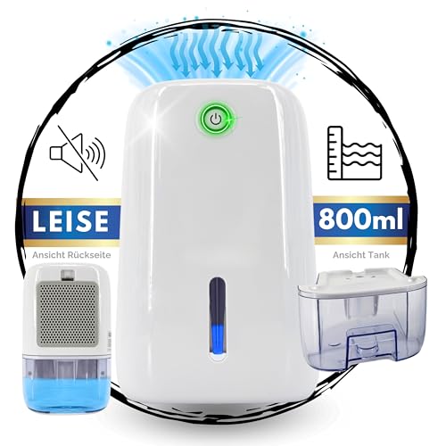 TronicXL 800ml Luftentfeuchter elektrisch klein leise I Kleiner Raumentfeuchter für Schlafzimmer Badezimmer Keller Hygro Klima Steuerung von TronicXL