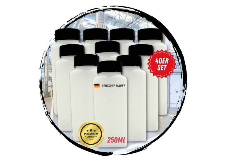 TronicXL Aufbewahrungsbox 40 Stück 250ml Leerflasche Plastikflasche Flasche 0,25 Liter HDPE, Kunststoff mit Deckel RD40 Gewinde Vierkantflasche von TronicXL