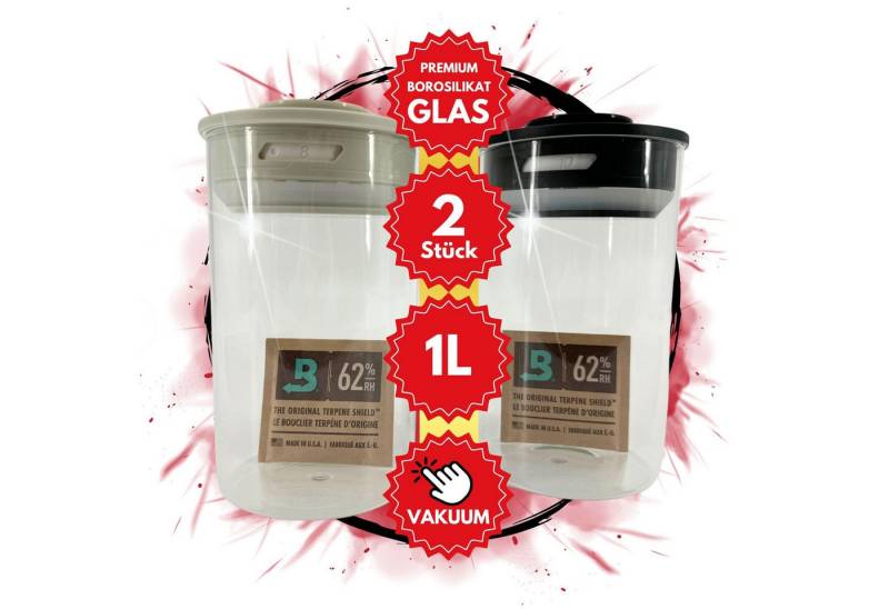 TronicXL Dose 2x 1 Liter Grow Vakuum Kräuter Borosilikat Glas Aufbewahrung Ernte von TronicXL
