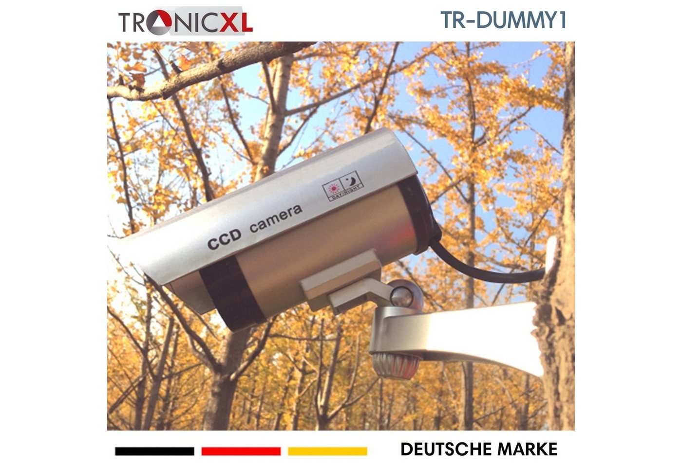 TronicXL Dummy Cam Kameraattrappe mit blinkender LED CCTV Außen Outdoor Wand Überwachungskamera Attrappe (1-tlg., Kamera attrappe blinkt Innen und Außenbereich) von TronicXL