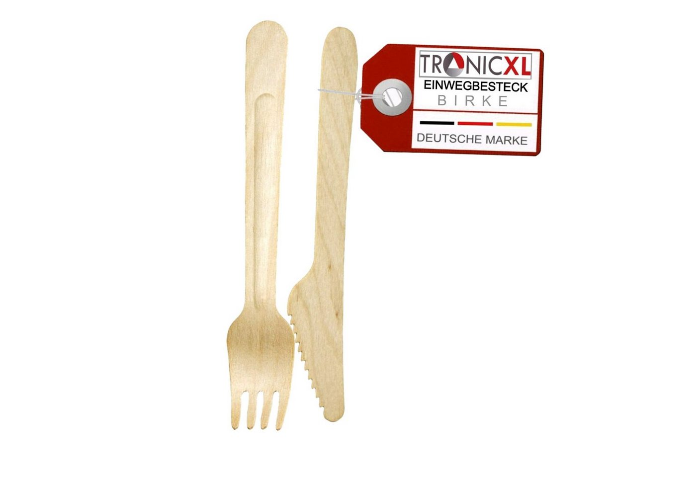 TronicXL Einwegbesteck-Set 200 Einweg Gabel Messer Einwegbesteck Geschirr Besteck Grillen BBQ (400-tlg), 200 Personen, Holz, Campingbesteck Campinggeschirr Einmal Holz von TronicXL