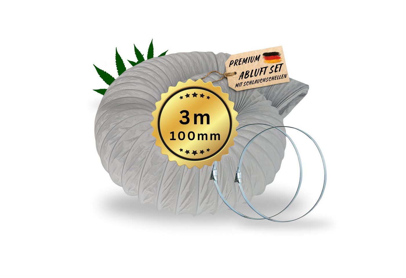 TronicXL Flexschlauch 3m Abluftschlauch Grow 100mm Set für Lüfter Grower Schrank Growbox TronicXL Flexschlauch 3m Abluftschlauch Grow 100mm Set für Lüfter Grower Schrank Growbox von TronicXL