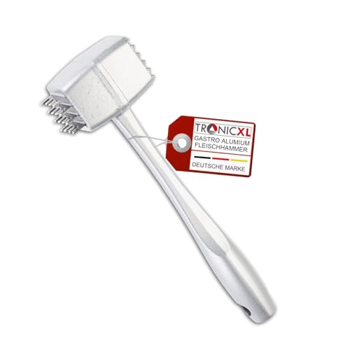 TronicXL Gastro Aluminium Fleischklopfer I Made IN Germany I Profi Fleischhammer Schnitzelklopfer Steakhammer Plattieren von TronicXL