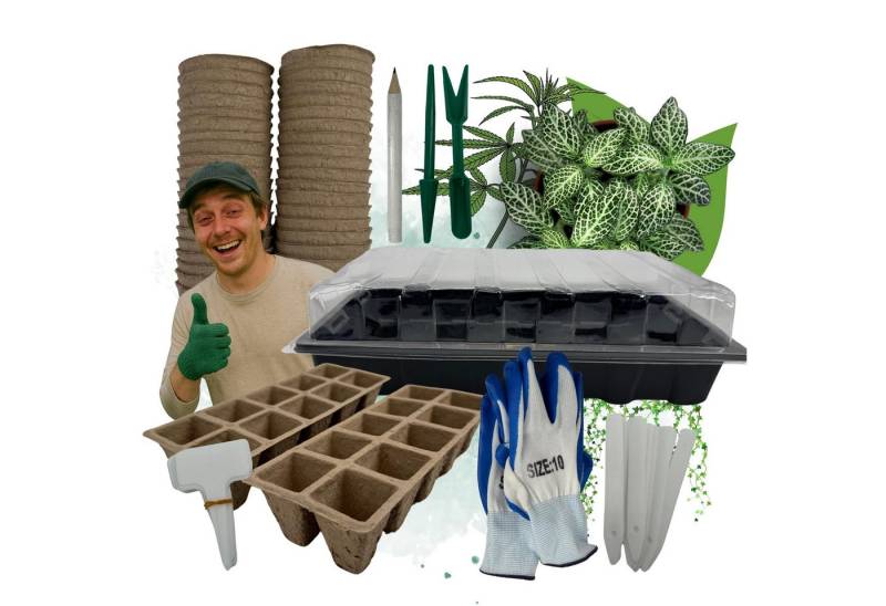 TronicXL Gewächshaus Anzucht Set für Growbox Grow Starter Set Pflanztöpfe für Samen Zubehör, Zimmergewächshaus Anzuchttöpfe Werkzeuge von TronicXL