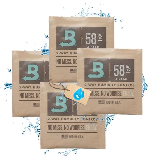 TronicXL Größe 4 Nachfüllpack 58% kompatibel mit Boveda C Vault oder Glas Box Container Aufbewahrung I Grow Feuchtigkeitsregler für Ernte Luftfeuchtigkeit regulieren I Trocknen zubehör (4 Stück) von TronicXL