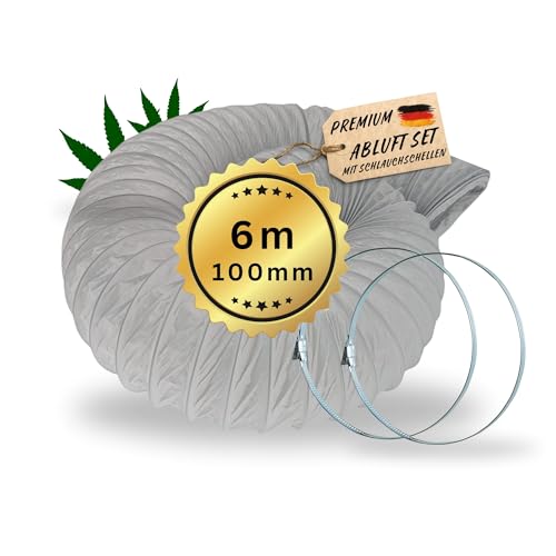 TronicXL Grow Abluft Set Schlauch + Schellen 100mm 6m für Grower Growbox Growzelt Box Zelt Grower Zubehör für Homebox Secret Jardin Kingpower Spiderfarmer Luftschlauch Belüftung AKF Lüfter von TronicXL