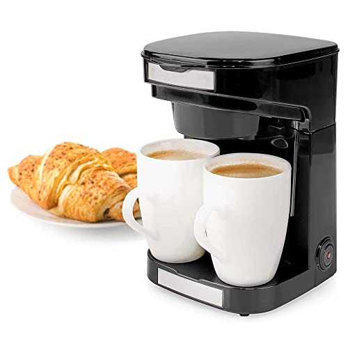 TronicXL Kleine 1-2 Tassen Kaffeemaschine + 2x Tasse + Dauer Filter I Mini Kaffee Maschine I Kompakt Filterkaffee Filterkaffeemaschine schwarz von TronicXL
